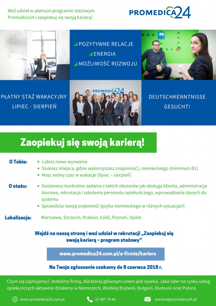 Plakat Płatny staż w Promedica24